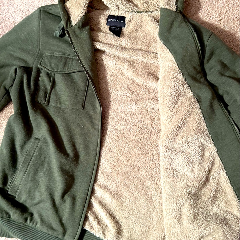 O'Neill Men's Zipped Hoodie with Sherpa Cream Lining